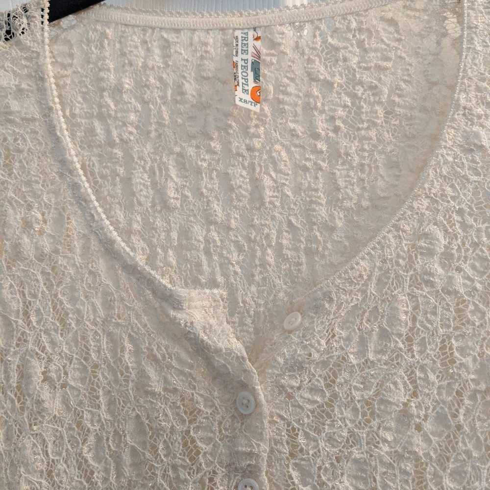 Free People XS Lace Peplum top off-white - Picture 3 of 3